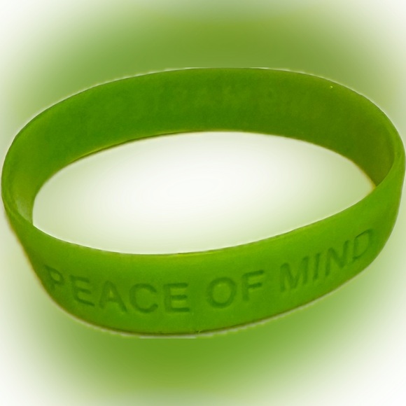 RARE TENNIS MASTERS CUP PEACE OF MIND GREEN SILICONE BRACELET RUBBER JEWELRY - Picture 2 of 13